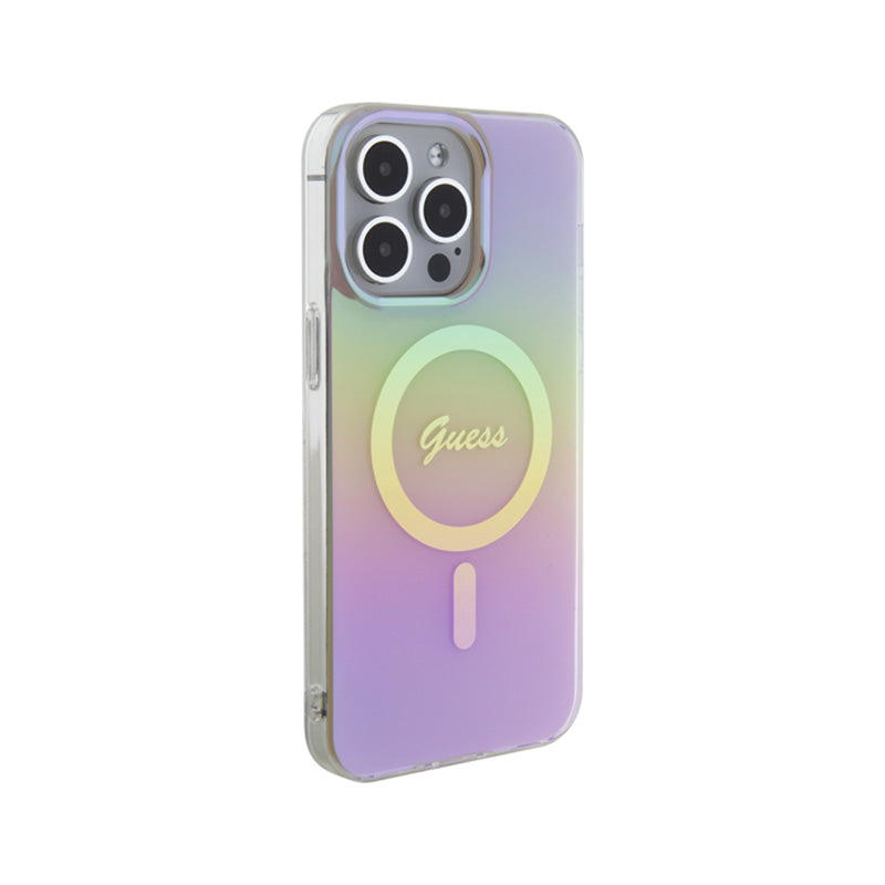 Guess IML Iridescent MagSafe – dėklas iPhone 15 Pro (rožinis)