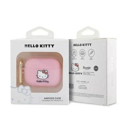 „Hello Kitty“ silikoninis 3D „Kitty Head“ dėklas, skirtas „AirPods Pro 2“ (rožinis)