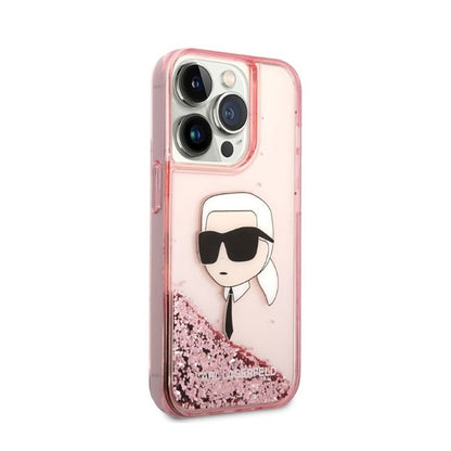 Karl Lagerfeld Liquid Glitter NFT Karl's Head – dėklas iPhone 14 Pro Max (rožinis)