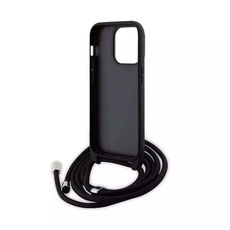 Karl Lagerfeld Crossbody Saffiano Metal Pin Karl & Choupette - iPhone 14 Pro dėklas (Juodas)