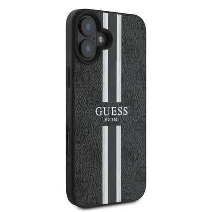 Guess 4G Printed Stripes MagSafe – dėklas iPhone 16 Plus (juodas)