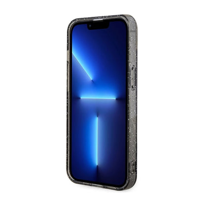 Guess Glitter Gold MagSafe – „iPhone 14 Plus“ dėklas (juodas)