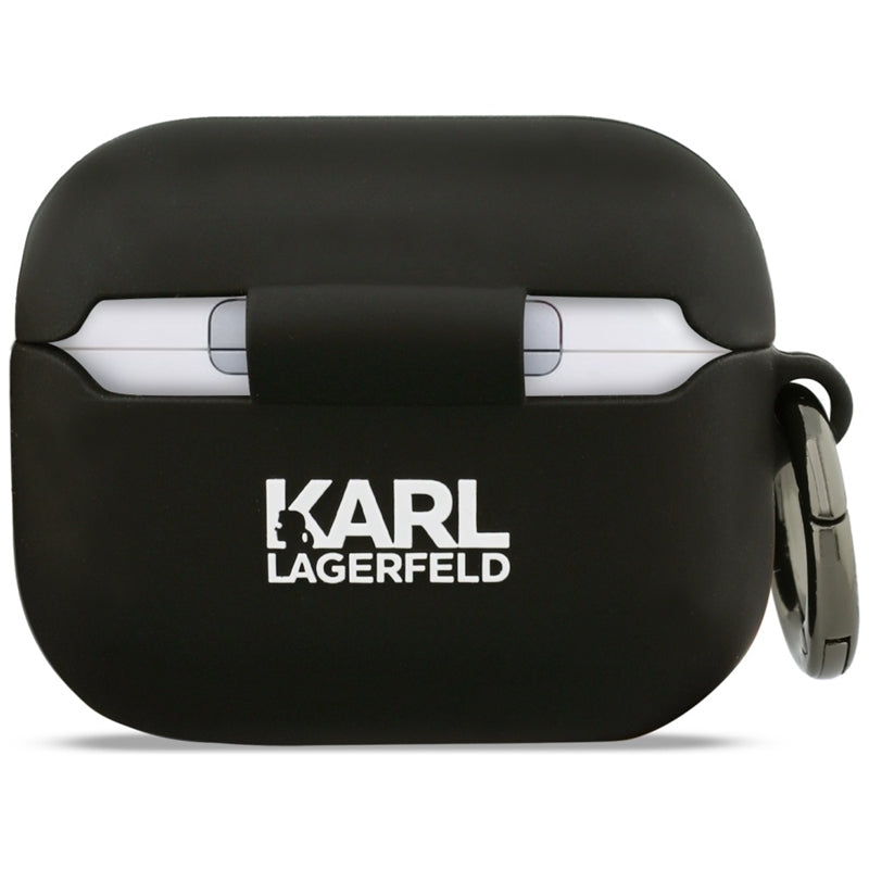 „Karl Lagerfeld“ silikoninis „Karl & Choupette Head 3D“ dėklas „AirPods Pro 3“ (juodas)