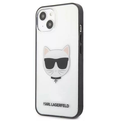 Karl Lagerfeld Choupette Head – dėklas, skirtas iPhone 13 mini (skaidrus / juodas rėmelis)