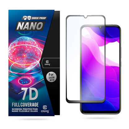 Crong 7D Nano lankstus stiklas – visą ekraną dengianti hibridinė ekrano apsauga 9H Xiaomi Mi 10 Lite