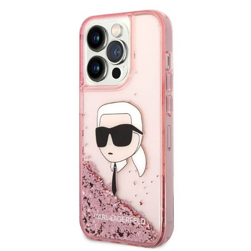 Karl Lagerfeld Liquid Glitter NFT Karl's Head – dėklas iPhone 14 Pro Max (rožinis)
