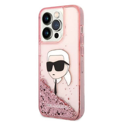 Karl Lagerfeld Liquid Glitter NFT Karl's Head – dėklas iPhone 14 Pro Max (rožinis)