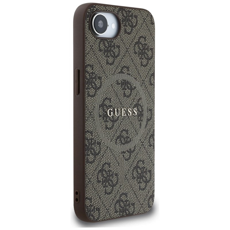 Guess 4G Ring Classic Logo MagSafe – „iPhone 16e“ dėklas (rudas)