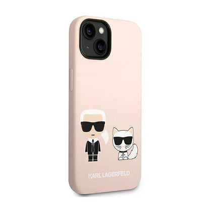 Karl Lagerfeld Liquid Silicone Karl & Choupette MagSafe – dėklas, skirtas iPhone 14 Plus (rožinės spalvos)