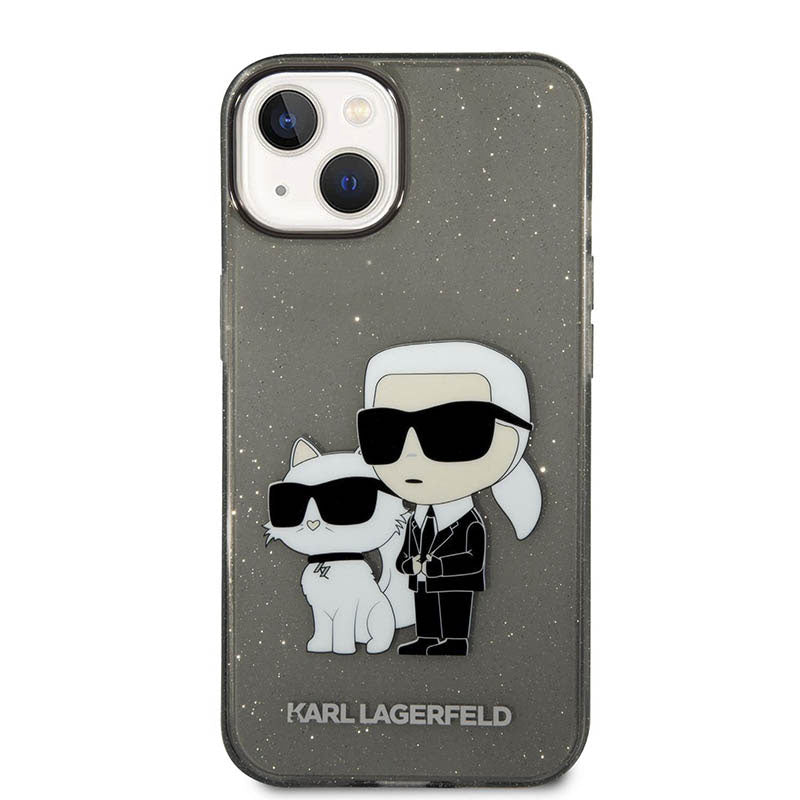 Karl Lagerfeld IML blizgučiai NFT Karl & Choupette - dėklas, skirtas „iPhone 14 Plus“ (juoda)