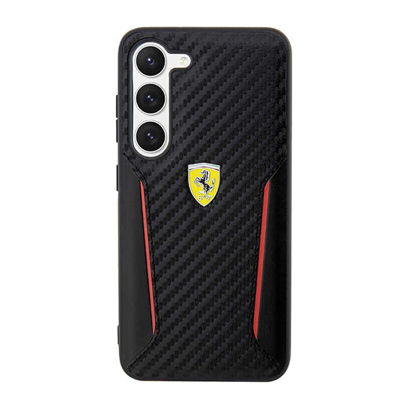 Ferrari anglies kontrasto kraštai - dėklas Samsung Galaxy S23+ (juodas)