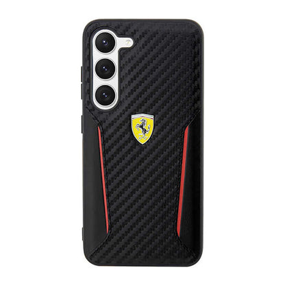 Ferrari anglies kontrasto kraštai - dėklas Samsung Galaxy S23+ (juodas)