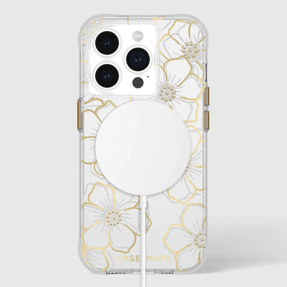 Case-Mate Floral Gems MagSafe – „iPhone 15 Pro“ dėklas (auksinis)