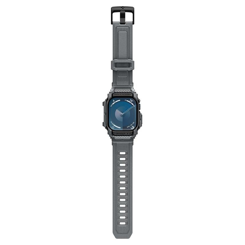 Spigen Rugged Armor Pro – dirželis su dėklu, skirtas „Apple Watch 10“ 46 mm (tamsiai pilka)