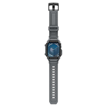 Spigen Rugged Armor Pro – dirželis su dėklu, skirtas „Apple Watch 10“ 46 mm (tamsiai pilka)