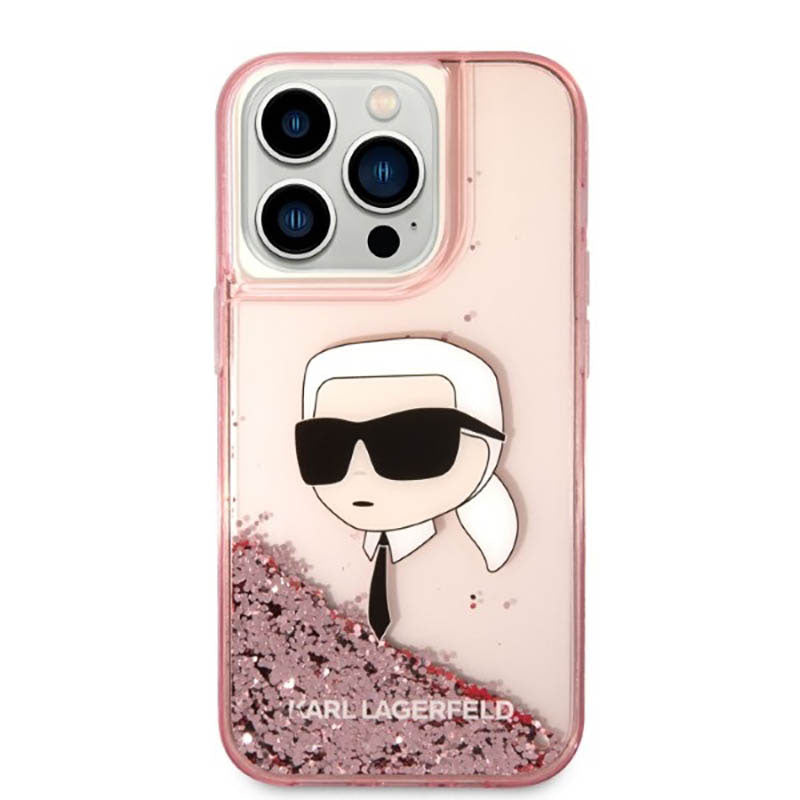 Karl Lagerfeld Liquid Glitter NFT Karl's Head – dėklas iPhone 14 Pro Max (rožinis)