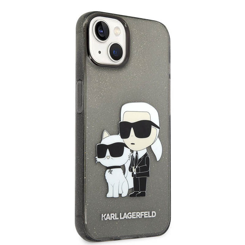 Karl Lagerfeld IML blizgučiai NFT Karl & Choupette - dėklas, skirtas „iPhone 14 Plus“ (juoda)