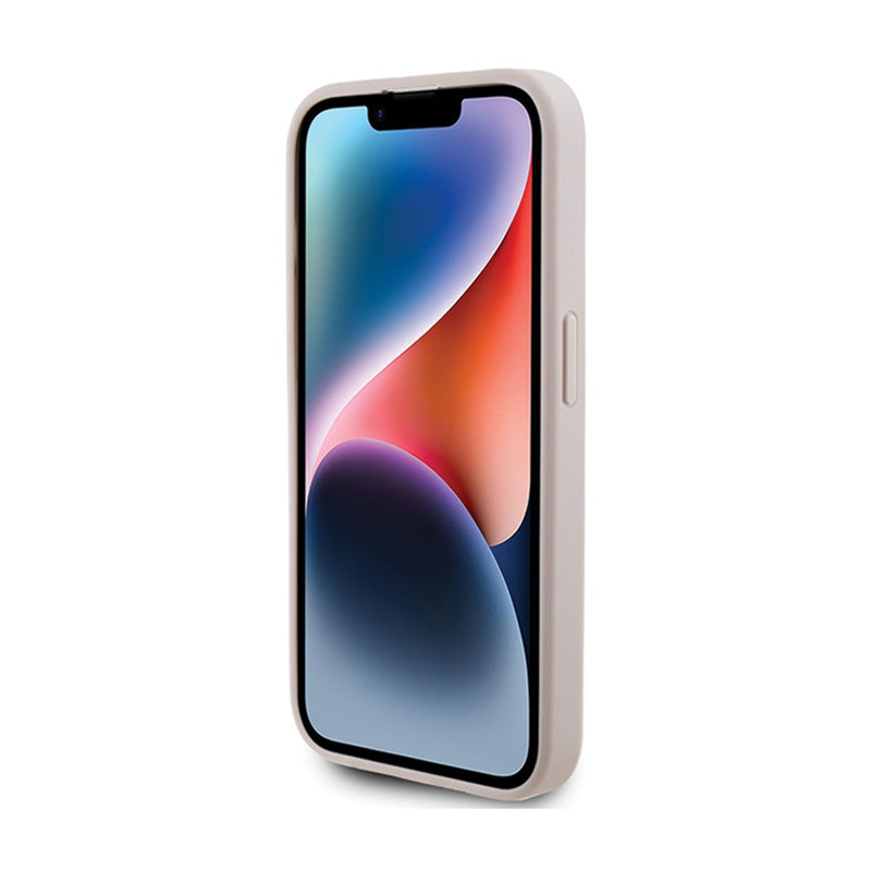 Guess 4G Bottom Stripe Metal Logo Collection - Dėklas, skirtas iPhone 15 Pro (rožinis)