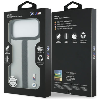 BMW M perforuotos juostelės logotipas MagSafe - iPhone 17 Pro Max dėklas (pilkas)
