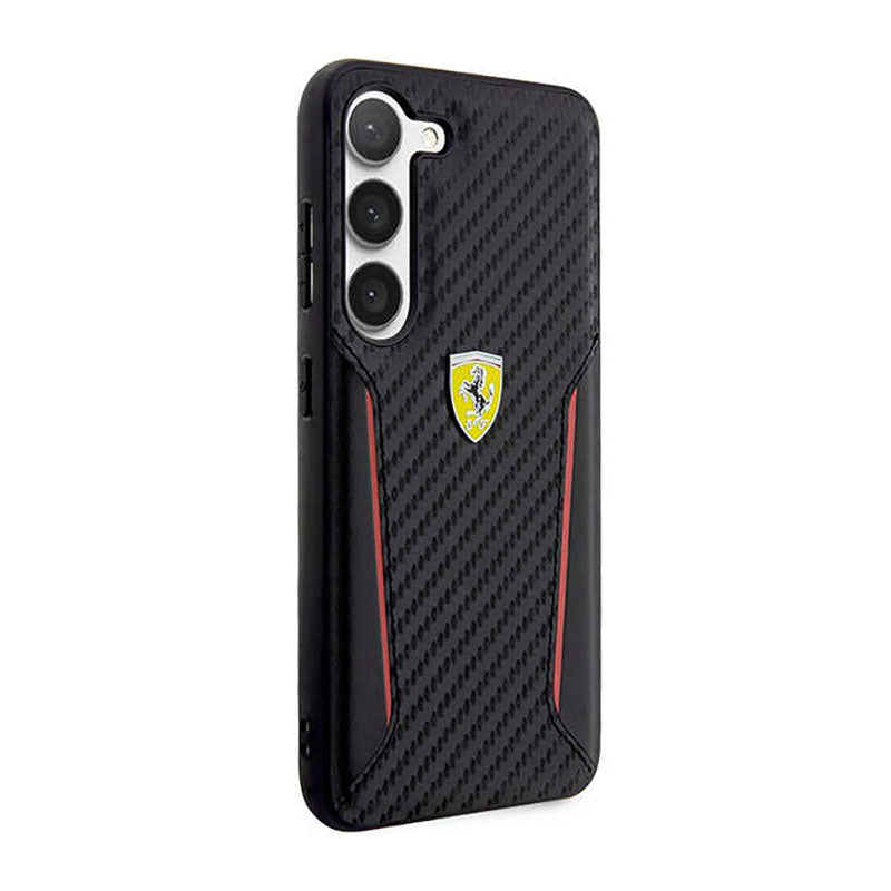 Ferrari anglies kontrasto kraštai - dėklas Samsung Galaxy S23+ (juodas)