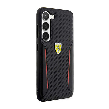 Ferrari anglies kontrasto kraštai - dėklas Samsung Galaxy S23+ (juodas)