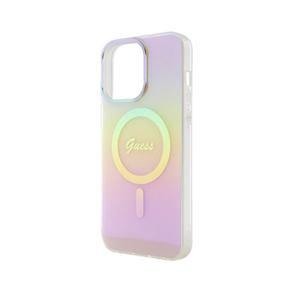 Guess IML Iridescent MagSafe – dėklas iPhone 15 Pro (rožinis)