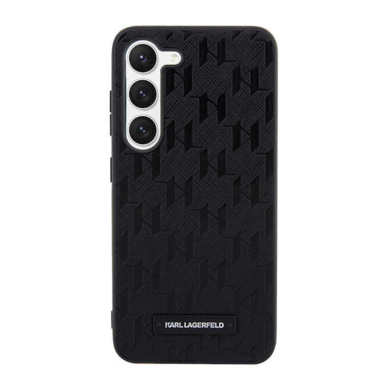 Karl Lagerfeld Saffiano Monogram Metal Logo – dėklas skirtas Samsung Galaxy S23+ (juodas)