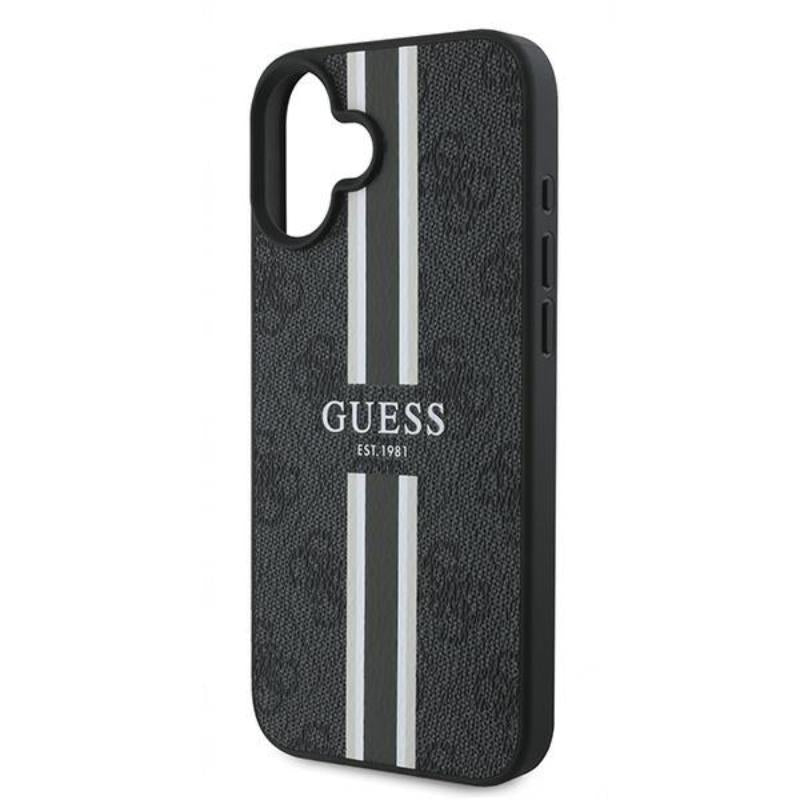 Guess 4G Printed Stripes MagSafe – dėklas iPhone 16 Plus (juodas)