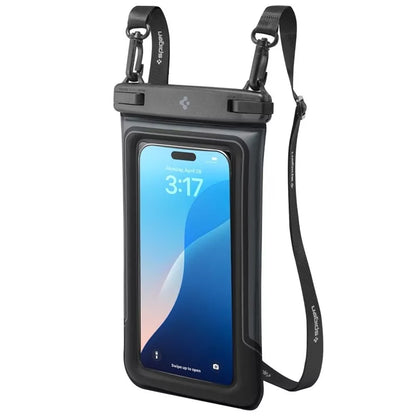 Spigen A611P Universalus vandeniui atsparus plūduriuojantis dėklas, 2 vnt. – Vandeniui atsparus dėklas išmaniesiems telefonams iki 6,9" (Matinė juoda)