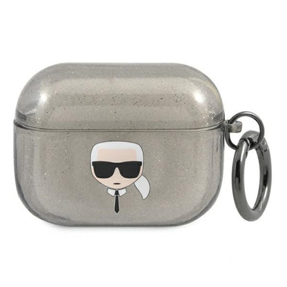Karl Lagerfeld Karl Head Glitter – dėklas, skirtas „Airpods Pro“ (juodas)