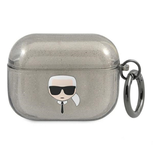 Karl Lagerfeld Karl Head Glitter – dėklas, skirtas „Airpods Pro“ (juodas)