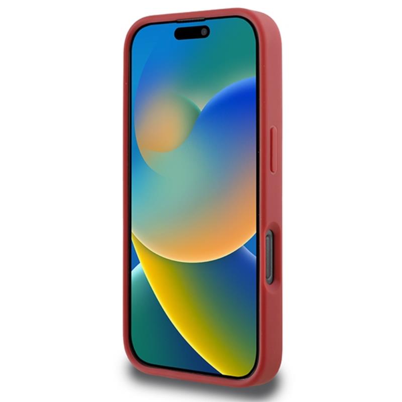 Karl Lagerfeld Firminis dygsniuotas dėklas skirtas iPhone 16 Pro (raudonas)
