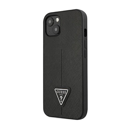 Guess Saffiano Triangle Logo dėklas - dėklas iPhone 14 Plus (juodas)