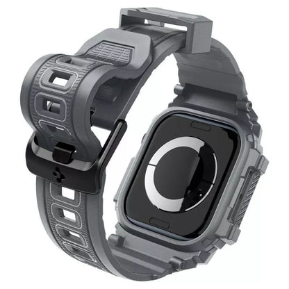 Spigen Rugged Armor Pro – dirželis su dėklu, skirtas „Apple Watch 10“ 46 mm (tamsiai pilka)