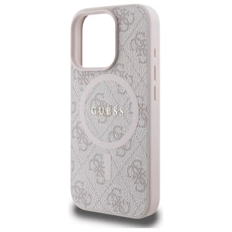 Guess 4G Ring Classic Logo MagSafe – dėklas iPhone 16 Pro Max (rožinis)