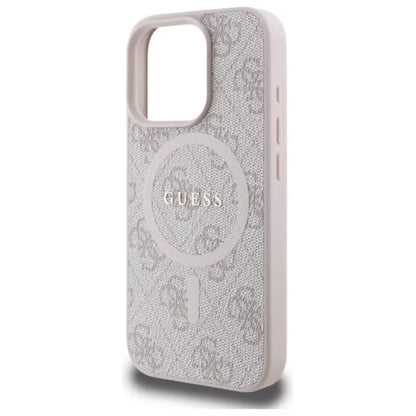 Guess 4G Ring Classic Logo MagSafe – dėklas iPhone 16 Pro Max (rožinis)