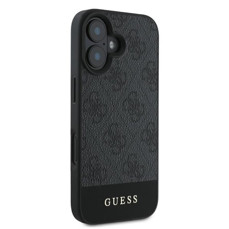 Guess 4G Bottom Stripe – dėklas, skirtas iPhone 16 (pilkas)