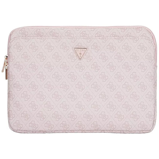 Guess 4G Zipper Pocket Triangle Logo dėklas – nešiojamojo kompiuterio dėklas 14 colių (rožinis)