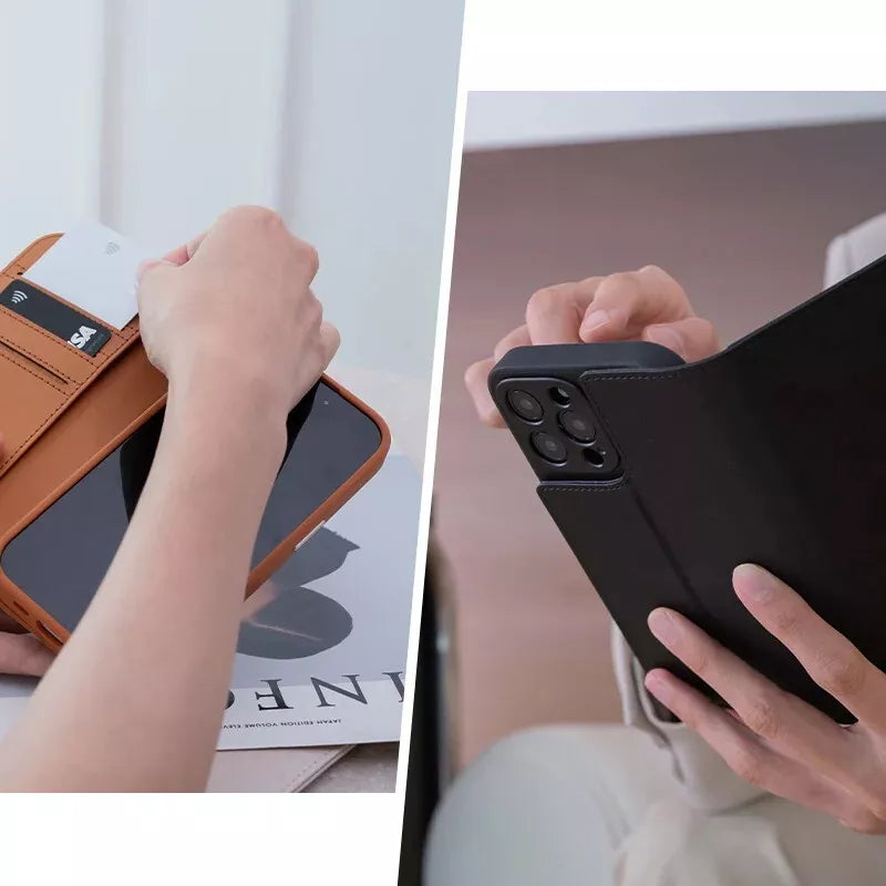 Moshi Overture MagSafe – odverčiamas 3-in-1 odinis dėklas, skirtas iPhone 16 Pro (medžio anglies juoda)