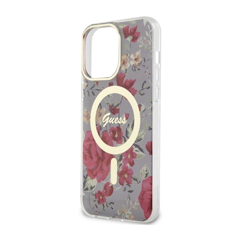 Guess Flower MagSafe - dėklas iPhone 14 Pro Max (žalias)