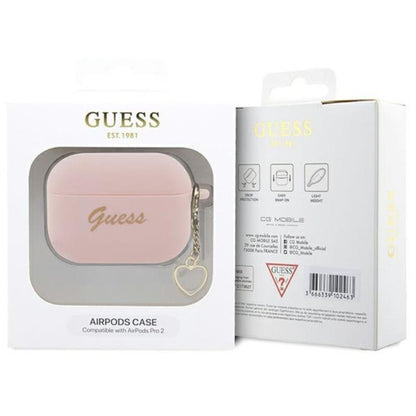 Guess silikoninis širdelės pakabukas – dėklas skirtas Apple AirPods Pro 2 (rožinė)