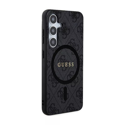 Guess 4G Collection Leather Metal Logo MagSafe - Dėklas, skirtas Samsung Galaxy S24 (juodas)