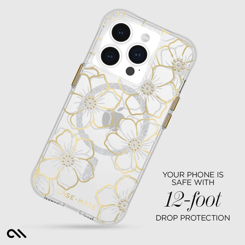 Case-Mate Floral Gems MagSafe – „iPhone 15 Pro“ dėklas (auksinis)