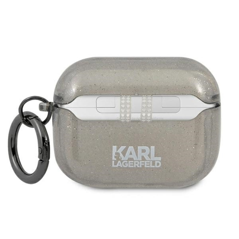Karl Lagerfeld Karl Head Glitter – dėklas, skirtas „Airpods Pro“ (juodas)