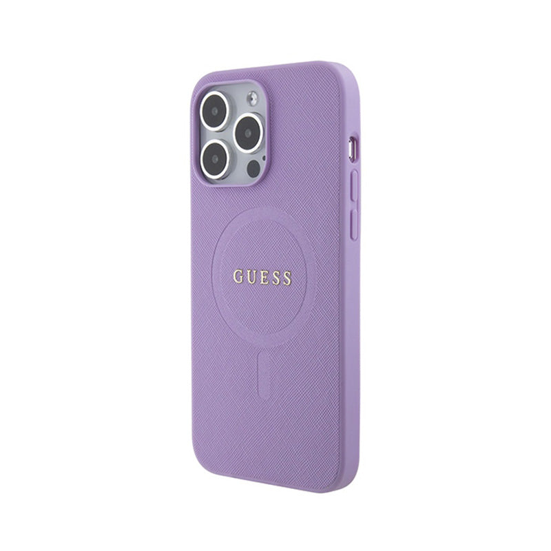 Guess Saffiano MagSafe – iPhone 15 Pro Max dėklas (violetinis)