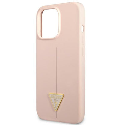 Guess Silicone Triangle Logo – dangtis, skirtas iPhone 13 Pro (rožinės spalvos)