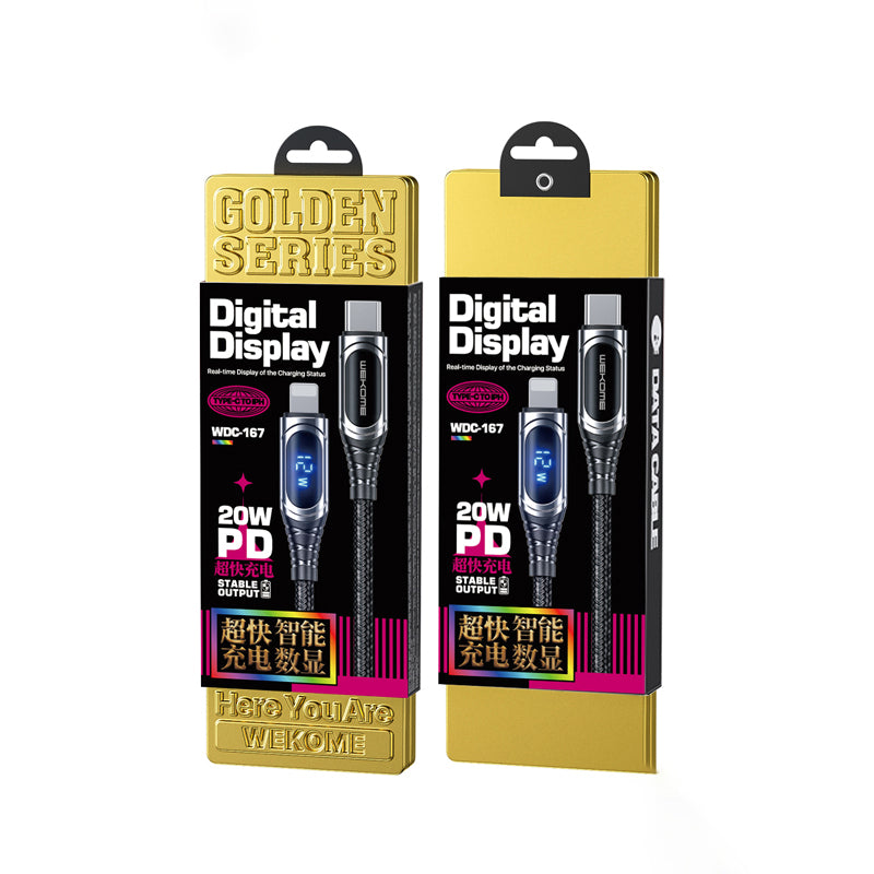 WEKOME WDC-167 Sakin Series - USB-C į Lightning greitojo įkrovimo PD 20W jungiamasis kabelis 1 m (Tamsintas)