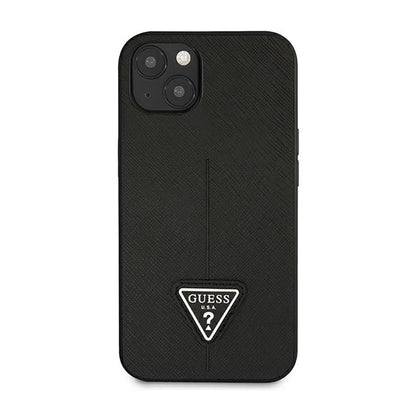 Guess Saffiano Triangle Logo dėklas - dėklas iPhone 14 Plus (juodas)