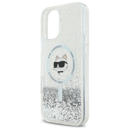 Karl Lagerfeld Liquid Glitter Choupette Head MagSafe - dėklas iPhone 16 (skaidrus)