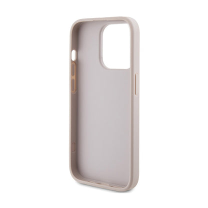 Guess 4G Bottom Stripe Metal Logo Collection - Dėklas, skirtas iPhone 15 Pro (rožinis)